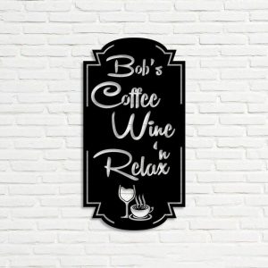 DINOZOZO Coffee Lover Coffee Wine and Relax Coffee Bar Business Custom Metal Signs3