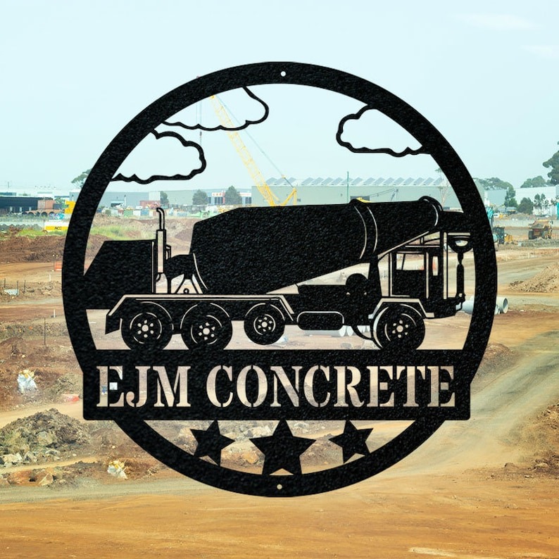 DINOZOZO Concrete Mixer Truck Construction Vehicle Business Custom Metal Signs