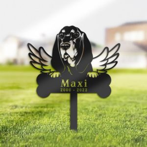 DINOZOZO Coonhound Dog Grave Marker Garden Stakes Dog Memorial Gift Cemetery Decor Custom Metal Signs