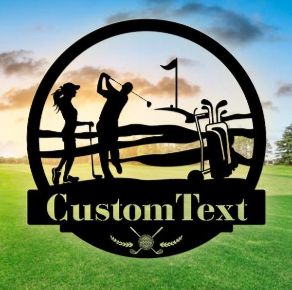 DINOZOZO Couple Golfing 19th Hole Custom Metal Signs