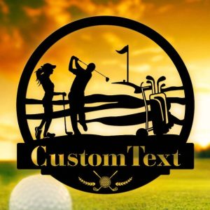 DINOZOZO Couple Golfing 19th Hole Custom Metal Signs