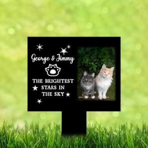 DINOZOZO Custom Cat Photo The Brightest Stars in The Sky Pet Grave Marker Garden Stakes Pet Memorial Gift Custom Metal Signs2