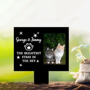 DINOZOZO Custom Cat Photo The Brightest Stars in The Sky Pet Grave Marker Garden Stakes Pet Memorial Gift Custom Metal Signs3