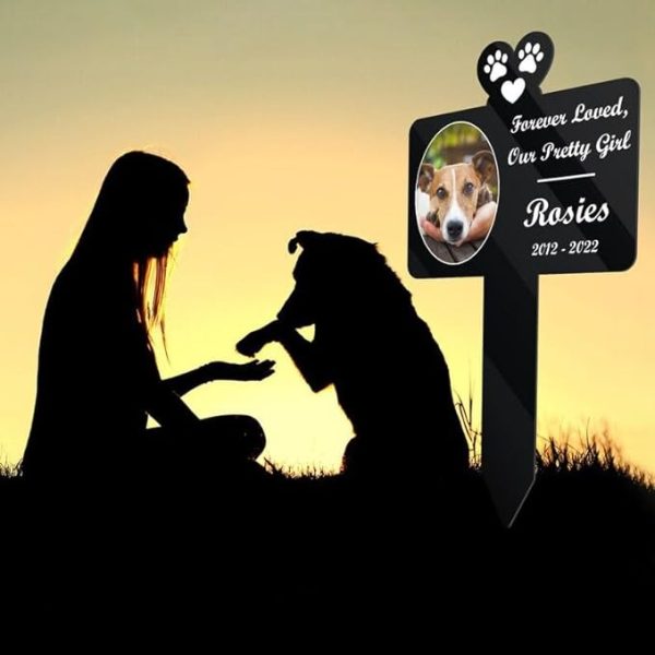 DINOZOZO Custom Dog Cat Forever Loved Pet Grave Marker Garden Stakes Pet Memorial Gift Custom Metal Signs