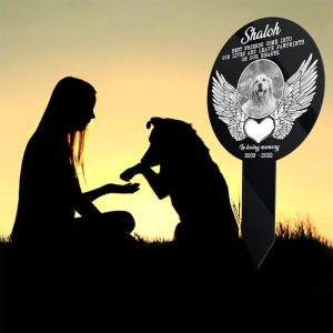 DINOZOZO Custom Dog Cat Photo Angel Wings Pet Grave Marker Garden Stakes Pet Memorial Gift Custom Metal Signs 2