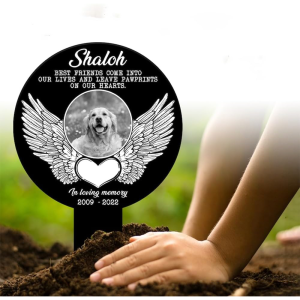 DINOZOZO Custom Dog Cat Photo Angel Wings Pet Grave Marker Garden Stakes Pet Memorial Gift Custom Metal Signs 2