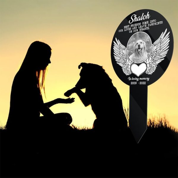 DINOZOZO Custom Dog Cat Photo Angel Wings Pet Grave Marker Garden Stakes Pet Memorial Gift Custom Metal Signs