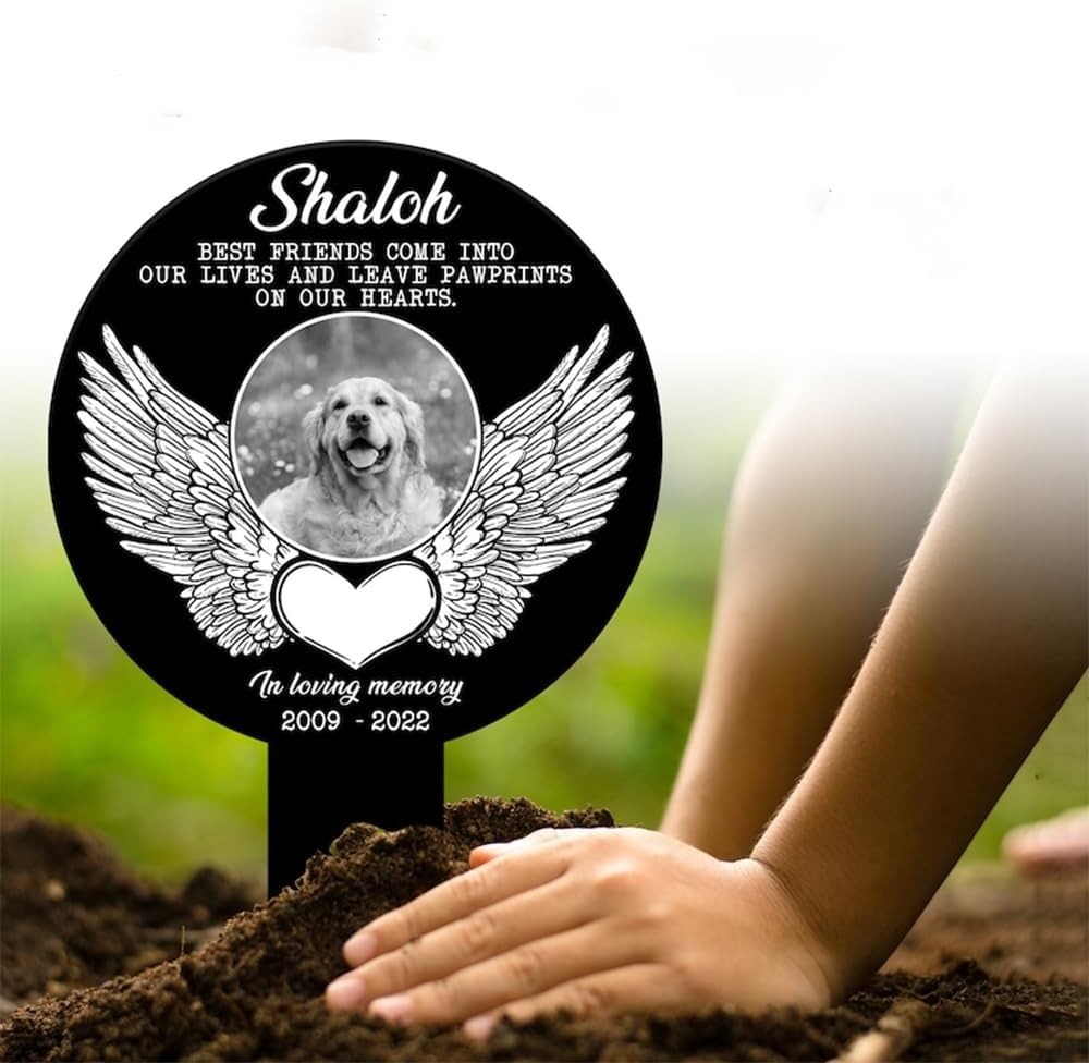 DINOZOZO Custom Dog Cat Photo Angel Wings Pet Grave Marker Garden Stakes Pet Memorial Gift Custom Metal Signs3 1