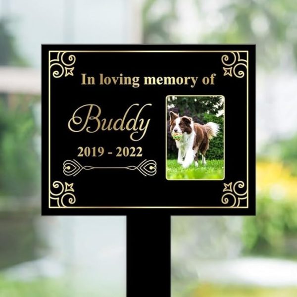 DINOZOZO Custom Dog Cat Photo In Loving Memory Pet Grave Marker Garden Stakes Pet Memorial Gift Custom Metal Signs