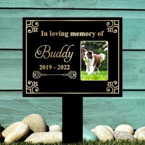 DINOZOZO Custom Dog Cat Photo In Loving Memory Pet Grave Marker Garden Stakes Pet Memorial Gift Custom Metal Signs3