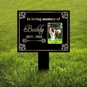 DINOZOZO Custom Dog Cat Photo In Loving Memory Pet Grave Marker Garden Stakes Pet Memorial Gift Custom Metal Signs4