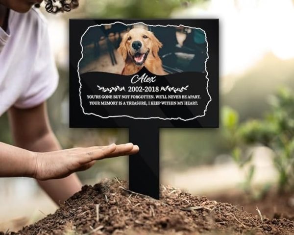 DINOZOZO Custom Dog Cat Photo Keepsake Garden Decor Pet Grave Marker Garden Stakes Pet Memorial Gift Custom Metal Signs