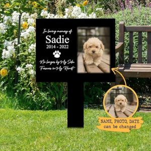 DINOZOZO Custom Dog Cat Photo No Longer by My Side Pet Grave Marker Garden Stakes Pet Memorial Gift Custom Metal Signs4