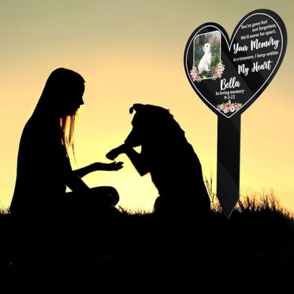 DINOZOZO Custom Dog Cat Photo Pet Cemetery Decor Pet Grave Marker Garden Stakes Pet Memorial Gift Custom Metal Signs