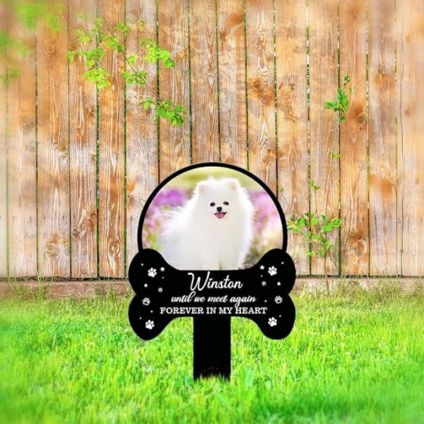 DINOZOZO Custom Dog Cat Photo Until We Meet Again Pet Grave Marker Garden Stakes Dog Cat Pet Memorial Gift Custom Metal Signs