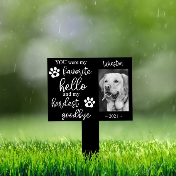 DINOZOZO Custom Dog Photo My Hardest Goodbye Dog Grave Marker Garden Stakes Dog Memorial Gift Custom Metal Signs