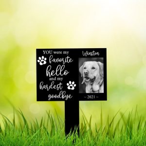 DINOZOZO Custom Dog Photo My Hardest Goodbye Dog Grave Marker Garden Stakes Dog Memorial Gift Custom Metal Signs2