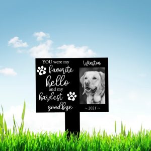 DINOZOZO Custom Dog Photo My Hardest Goodbye Dog Grave Marker Garden Stakes Dog Memorial Gift Custom Metal Signs3