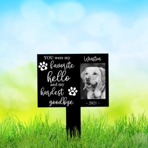 DINOZOZO Custom Dog Photo My Hardest Goodbye Dog Grave Marker Garden Stakes Dog Memorial Gift Custom Metal Signs4