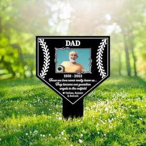 DINOZOZO Custom Photo Baseball Player Grave Marker In Loving Memory Memorial Stake Sympathy Gifts Custom Metal Signs2