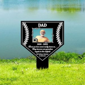 DINOZOZO Custom Photo Baseball Player Grave Marker In Loving Memory Memorial Stake Sympathy Gifts Custom Metal Signs3