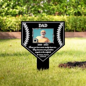 DINOZOZO Custom Photo Baseball Player Grave Marker In Loving Memory Memorial Stake Sympathy Gifts Custom Metal Signs4