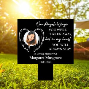 DINOZOZO Custom Photo Grave Marker On Angels Wings You Were Taken Away Memorial Stake Sympathy Gifts Custom Metal Signs2 1