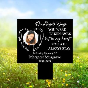 DINOZOZO Custom Photo Grave Marker On Angels Wings You Were Taken Away Memorial Stake Sympathy Gifts Custom Metal Signs3 1