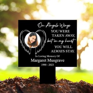 DINOZOZO Custom Photo Grave Marker On Angels Wings You Were Taken Away Memorial Stake Sympathy Gifts Custom Metal Signs4 1