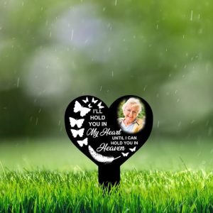 DINOZOZO Custom Photo Ill Hold You In My Heart Grave Marker Memorial Stake Sympathy Gifts Custom Metal Signs3 1