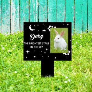 DINOZOZO Custom Rabbit Photo The Brightest Stars in The Sky Bunny Grave Marker Garden Stakes Bunny Memorial Gift Custom Metal Signs3 1