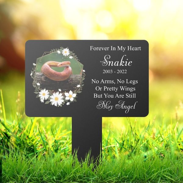 DINOZOZO Custom Snake Photo Forever In My Heart Snake Grave Marker Garden Stakes Snake Memorial Gift Custom Metal Signs