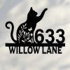DINOZOZO Cute Floral Cat V1 Address Sign House Number Plaque Custom Metal Signs2