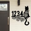DINOZOZO Cute Floral Cat V2 Address Sign House Number Plaque Custom Metal Signs