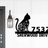 DINOZOZO Cute Floral Cat V5 Address Sign House Number Plaque Custom Metal Signs