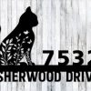 DINOZOZO Cute Floral Cat V5 Address Sign House Number Plaque Custom Metal Signs2