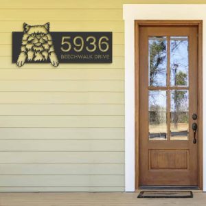 DINOZOZO Cute Peeking British Longhair Cat Address Sign House Number Plaque Custom Metal Signs3