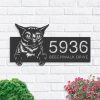 DINOZOZO Cute Peeking Burma Cat Address Sign House Number Plaque Custom Metal Signs