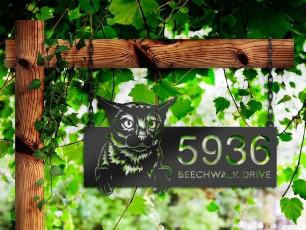DINOZOZO Cute Peeking Burma Cat Address Sign House Number Plaque Custom Metal Signs