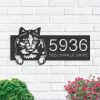 DINOZOZO Cute Peeking Tortoiseshell Cat Address Sign House Number Plaque Custom Metal Signs