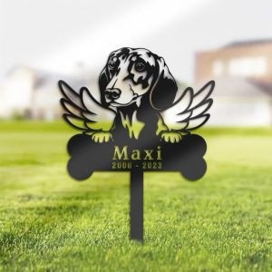 DINOZOZO Dachshund Dog Grave Marker Garden Stakes Dog Memorial Gift Cemetery Decor Custom Metal Signs 1