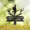 DINOZOZO Deer Hunter Grave Marker Memorial Sign with Stake Sympathy Gifts for Loss of Loved One Custom Metal Signs