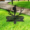 DINOZOZO Deer Hunter Grave Marker Memorial Sign with Stake Sympathy Gifts for Loss of Loved One Custom Metal Signs4