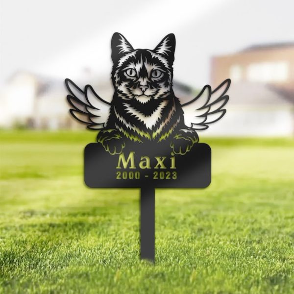 DINOZOZO Domestic Cat Grave Marker Garden Stakes Cat Memorial Gift Cemetery Decor Custom Metal Signs