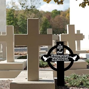 DINOZOZO Dove Cross In Loving Memory of Mom Dad Grave Marker Memorial Stake Sympathy Gifts Custom Metal Signs2