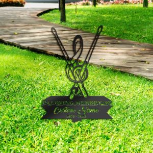 DINOZOZO Drum Sticks and Music Note Musician Grave Marker Memorial Sign with Stake Sympathy Gifts for Loss of Loved One Custom Metal Signs4