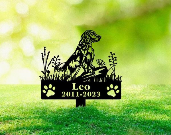 DINOZOZO English Setter Dog Grave Marker Garden Stakes Dog Sympathy Gift Cemetery Decor Memorial Custom Metal Signs