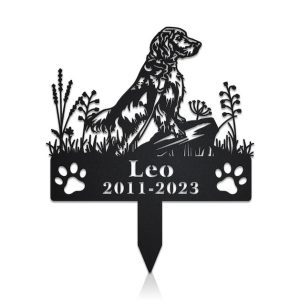 DINOZOZO English Setter Dog Grave Marker Garden Stakes Dog Sympathy Gift Cemetery Decor Memorial Custom Metal Signs3