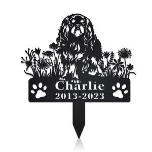 DINOZOZO English Toy Spaniel Dog Grave Marker Garden Stakes Dog Sympathy Gift Cemetery Decor Memorial Custom Metal Signs2