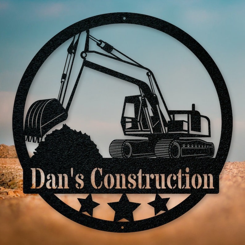 DINOZOZO Excavator Construction Vehicle Business Custom Metal Signs